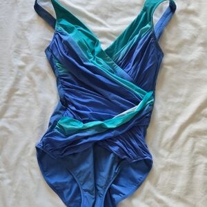 Gottex Blue and Teal One Piece Swimsuit